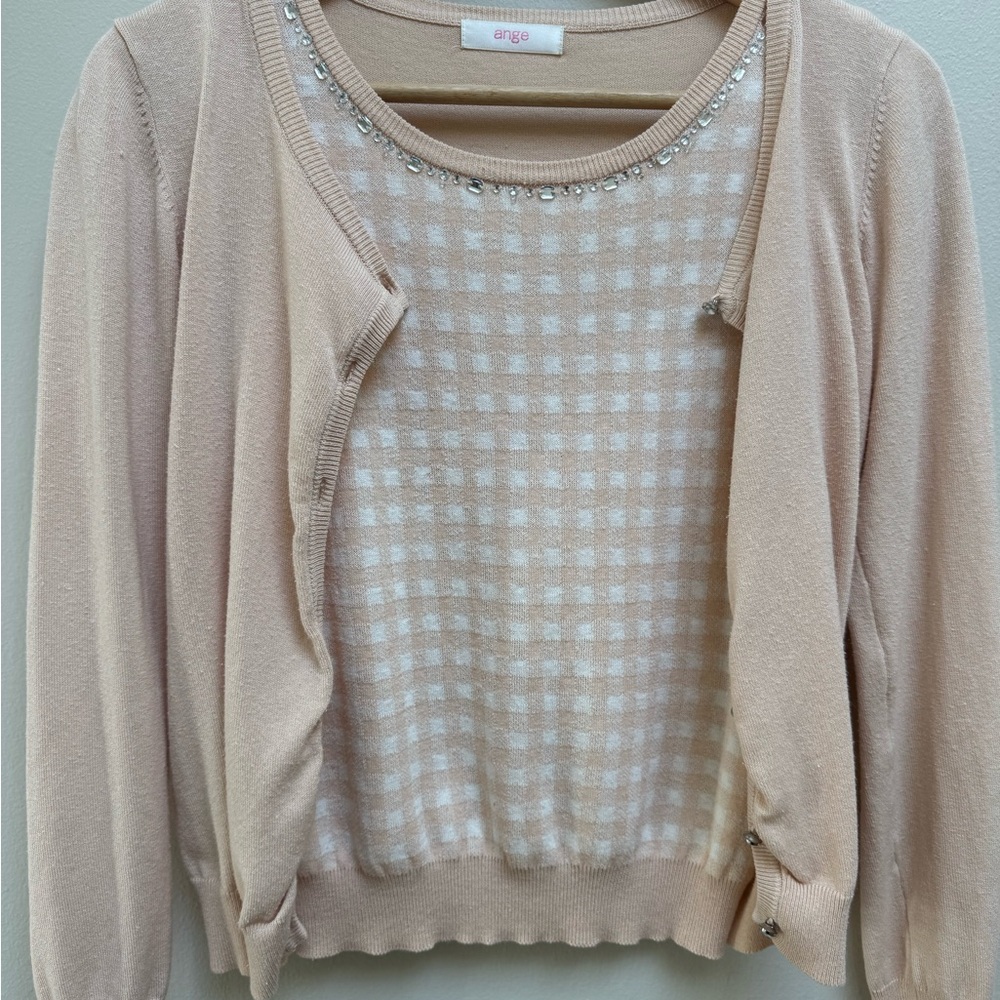 Two piece short sleeve sweater and cardigans